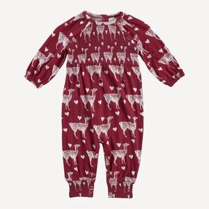 kate quinn Llama & Hearts baby girl bamboo romper Valentine’s Day red 6-12 month